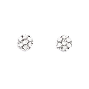White Gold Diamond Cluster Stud Earrings