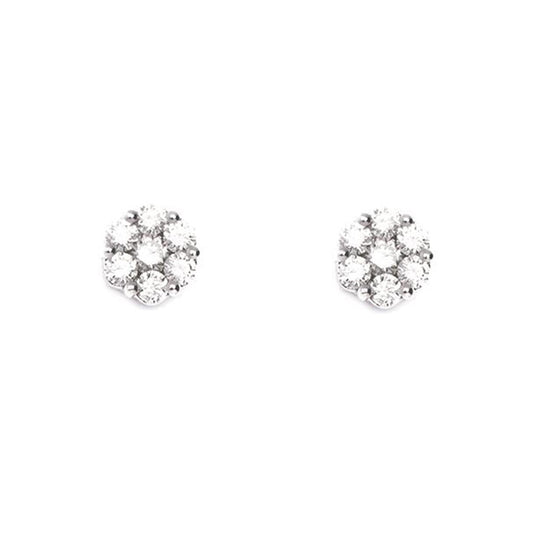 White Gold Diamond Cluster Stud Earrings