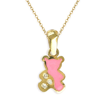 Pink Bear Gold and Diamond Necklace