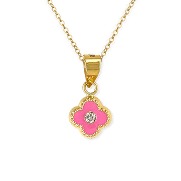 Pink Flower With A Diamond Necklace