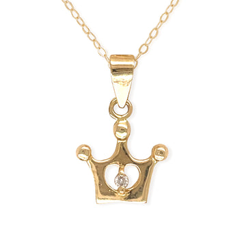 Crown Pendant Gold Necklace