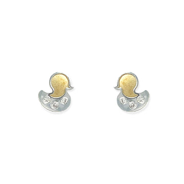 Duck Shaped Gold & Diamond Earrings