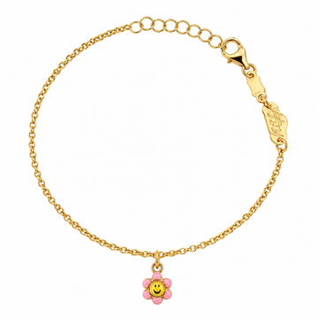 Pink Smiley Flower Charm Bracelet