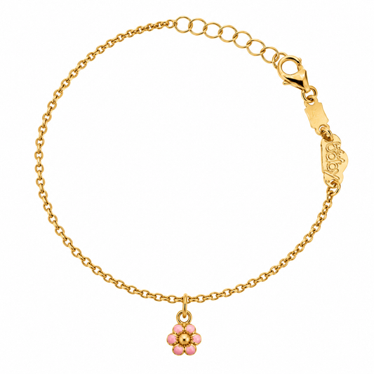 Pink Flower Charm Anklet