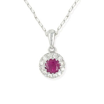 Round Diamond And Rubies Necklace