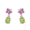 Pink sapphire Butterfly and Peridot Earrings