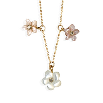 Trio Floral Pearl Diamond Necklace