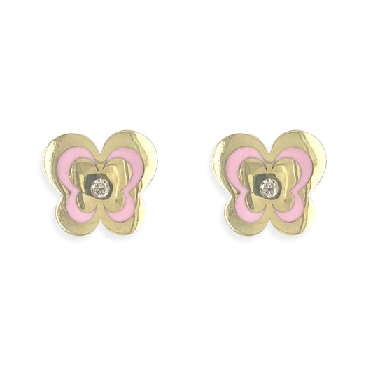 Pink & Gold Butterfly Earrings