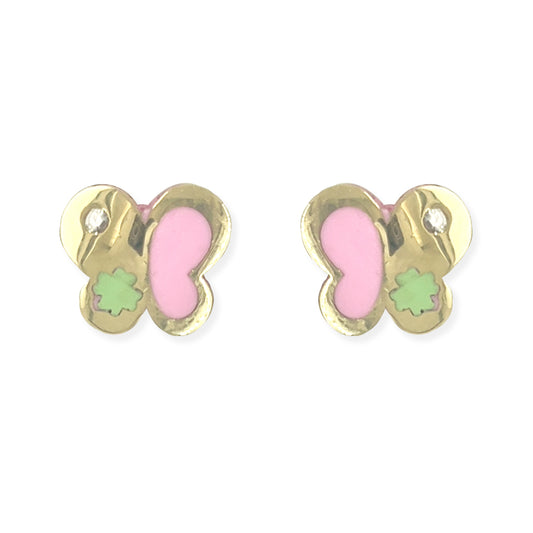 Pink & Green Butterfly Earrings