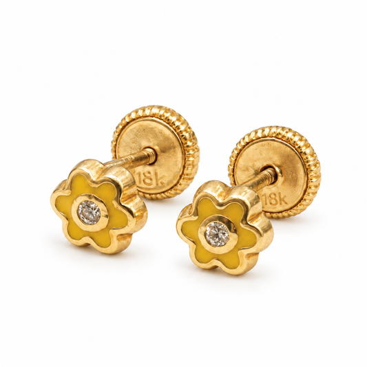 Yellow Flower Diamond Earrings