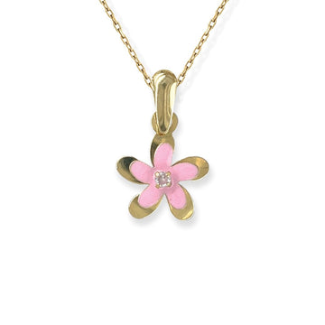 Flower Shape Gold and Diamond Necklace