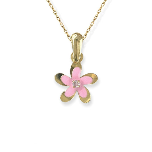 Flower Shape Gold and Diamond Necklace