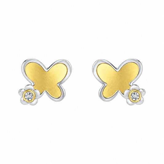 Butterfly shape Gold an Diamond Earrings