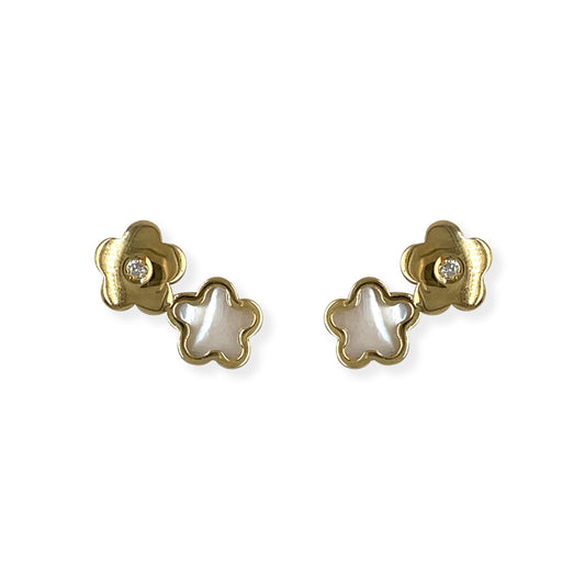 Flower Shaped Gold Diamond Earrings