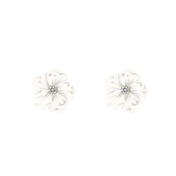 White Floral Earrings