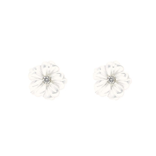White Floral Earrings