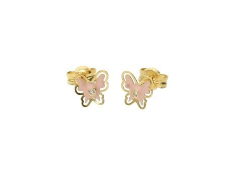Pink Butterfly Enamel Earrings