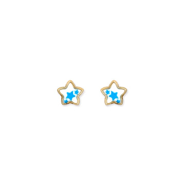 Blue Star Gold Earrings