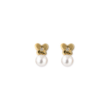 Butterfly & a Pearl Diamond Earrings