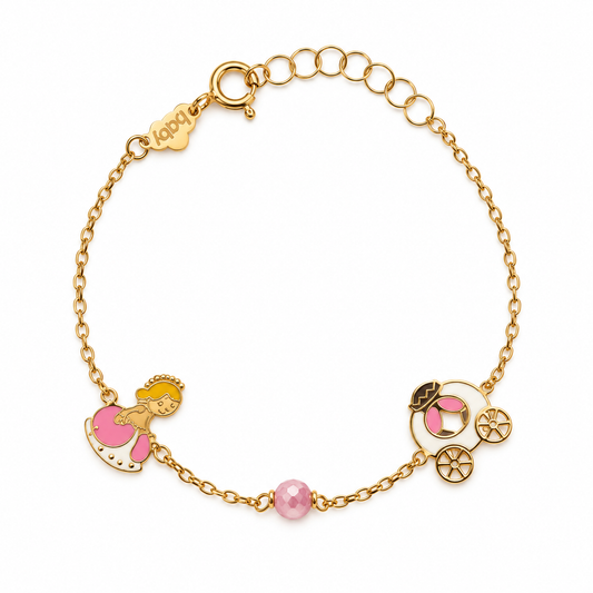 Gold Princess & Carriage Bracelet