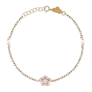 Flower Shape Gold & Pearl Bracelet