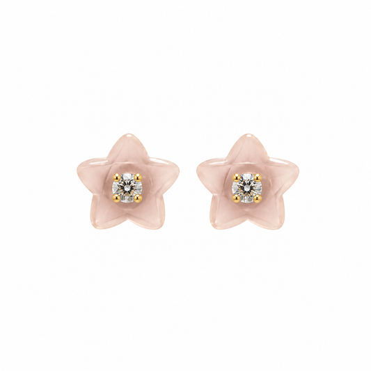 Rose Quartz Star Stud Earrings