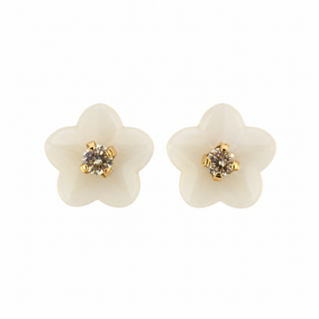 White Agate Flower Earrings