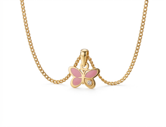 Butterfly Shape Gold & Diamond Necklace