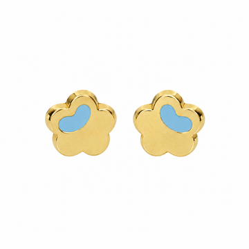 Blue Enamel Flower Earrings