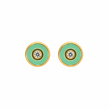 Mint Green Enamel Round Stud Earrings