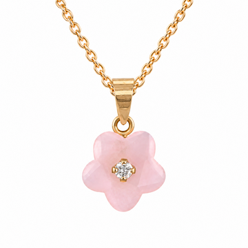 Rose Quartz Flower Necklace