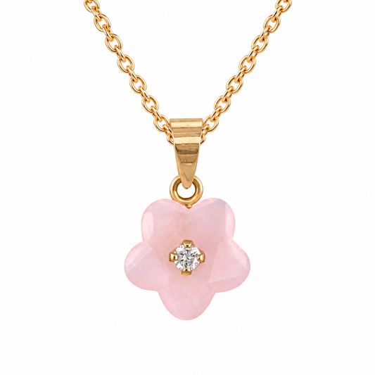 Rose Quartz Flower Necklace