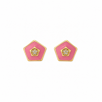 Pink Pentagon Stud Earrings