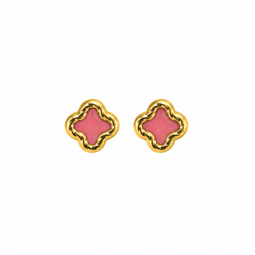 Pink Clover Stud Earrings Description: