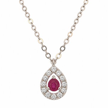 Pear Drop Diamond Ruby Necklace