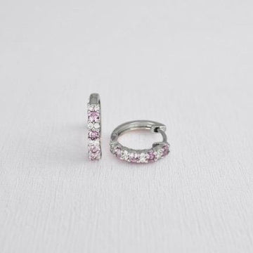 Pink Sapphire Diamond Hoop Earrings