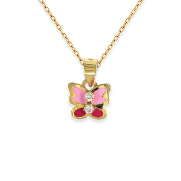 Butterfly Necklace (Pink & Red w/Diamonds)