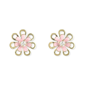 Pink Flower Enamel Earrings