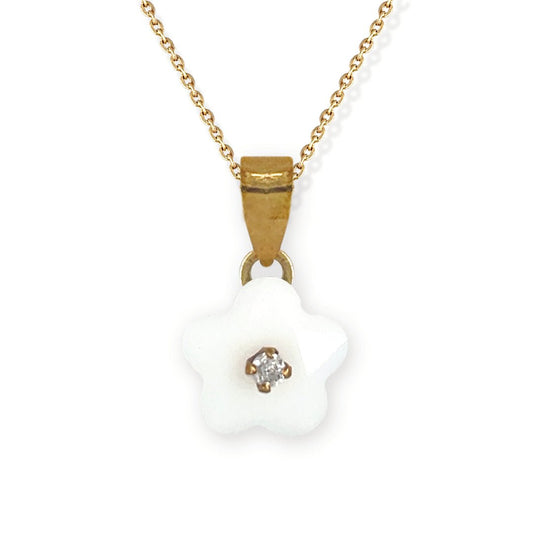 Flower shape Gold an Diamond Necklace