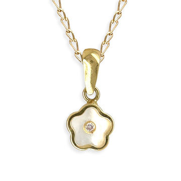 Flower Shape Gold and Diamond Necklace