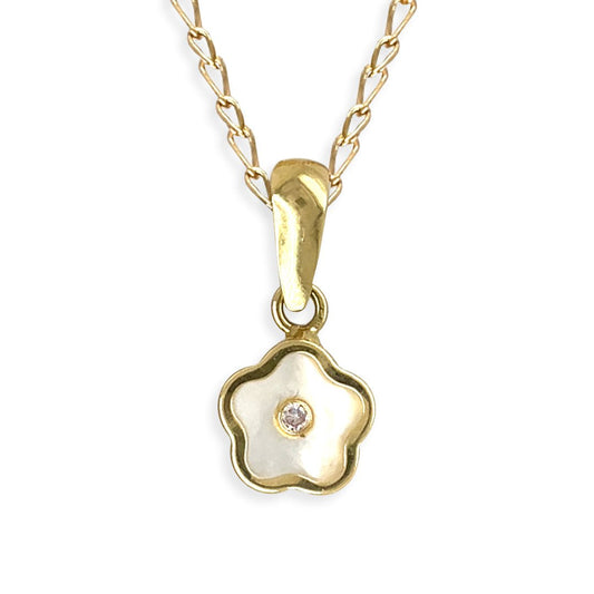 Flower Shape Gold and Diamond Necklace