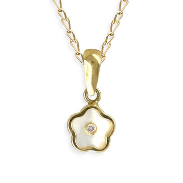 Flower Shape Gold and Diamond Necklace