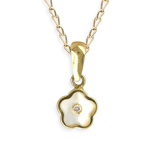 Flower Shape Gold and Diamond Necklace