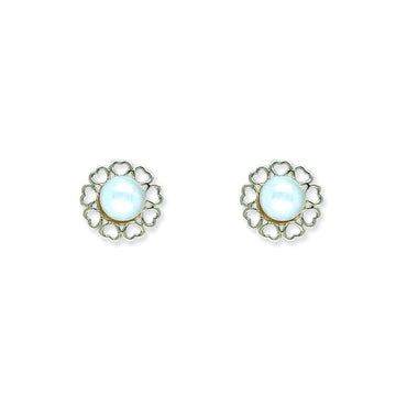 Flower shape Gold and Pearl Earrings