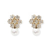 Flower shape Pearl an Gold and Diamond Earrings