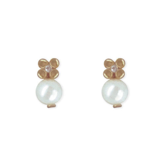 Floral Shape pearl & Gold Earrings