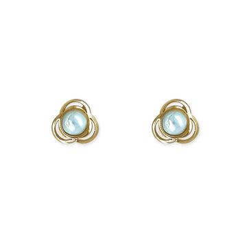 Flower shape Pearl and Gold Earrings