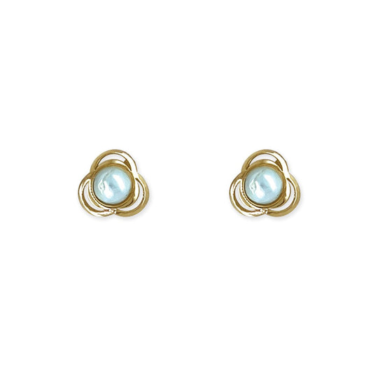 Flower shape Pearl and Gold Earrings