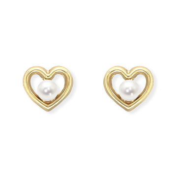 Heart Shape Gold and Pearl Earrings