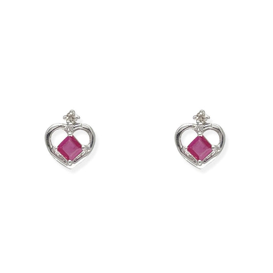 Ruby Heart Shaped Earrings- Classic